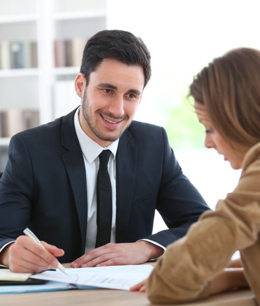 28044834 - woman meeting financial adviser in office